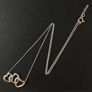 TIFFANY&CO. Silver 925 Triple Open Heart Pendant Necklace